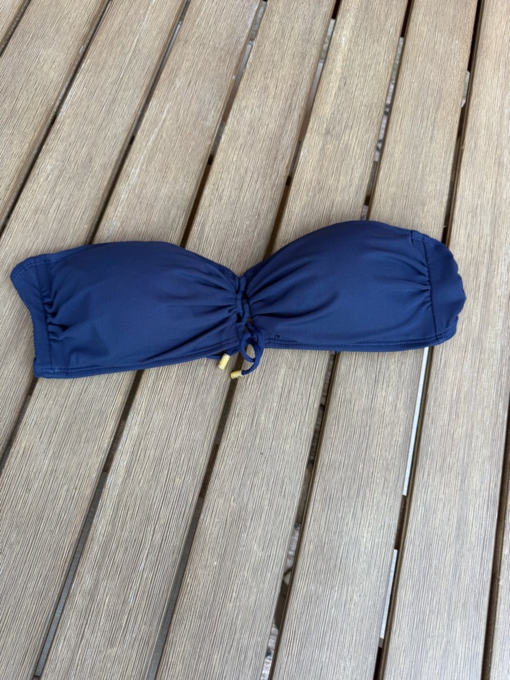 Lauren Ralph Lauren Navy Blue Bandeau Bikini Top Size 12 Gold Detail Swim Top
